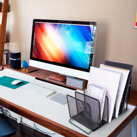 Подставка для сортировки писем и бумаг 5-ти секционная BRAUBERG "Germanium", металлическая, настольная, чер, 231968