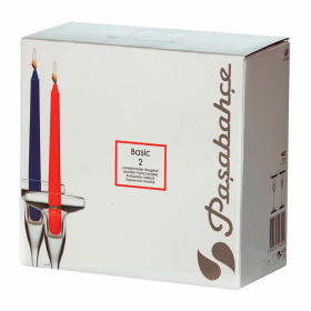 Подсвечник, 170 мм, КОМПЛЕКТ 2 штуки, стекло, PASABAHCE "БЕЙЗИК", фирменная подарочная упаковка, 44021