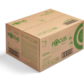 Полотенца бумажные 250 шт. FOCUS (Система H2) Eco, 1-слойные, белые, КОМПЛЕКТ 12 пачек, 24х21,5, Z-сложение, 5083814/5069958