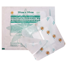 Послеоперационная пластырь-повязка LEIKO 10х10 см, на нетканой основе, водонепроницаемая, со впитывающей прокладкой, 113965