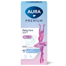 Прокладки женские ежедневные 40 шт., AURA Premium ультратонкие LIGHT, 13124