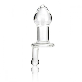 Прозрачный стеклянный анальный плаг с ручкой Glass Juicer - 12,7 см.