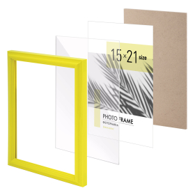 Рамка 15х21 см небьющаяся, багет 17,5 мм, пластик, BRAUBERG "Colorful", желтая, 391245