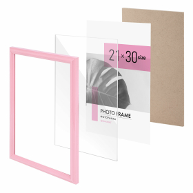Рамка 21х30 см небьющаяся, багет 17,5 мм, пластик, BRAUBERG "Colorful", розовая, 391248