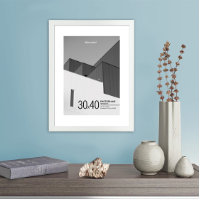 Рамка 30х40 см с паспарту 21х30 см небьющаяся, багет 20 мм, пластик, BRAUBERG "New Age", черная, 391277