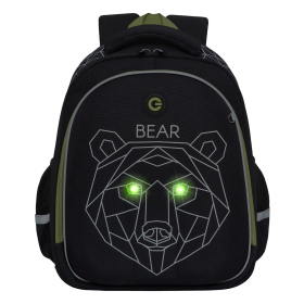 Ранец GRIZZLY анатомическая спинка, c бейджем, для мальчиков, "BEAR", 36х28х20 см, RAz-287-9/1