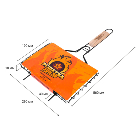 Решетка-гриль универсальная, размер 290х190 мм, глубина 18 мм, оксидированное покрытие, 101401, 701739