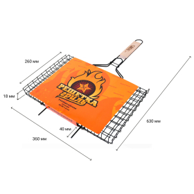 Решетка-гриль универсальная, размер 360х260 мм, глубина 18 мм, оксидированное покрытие, 101403, 701742