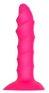 Розовый ребристый анальный фаллоимитатор Twisted Plug With Suction Cup - 17 см.