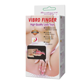 Розовый вибромассажер с щёточкой и петлями для пальцев Vibro Finger