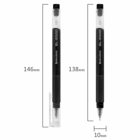 Ручка гелевая BRAUBERG "GL-2000", ЧЕРНАЯ, японские чернила, длина письма 2000 метров, линия письма 0,35 мм, 144217