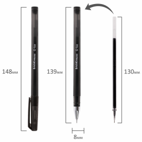 Ручка гелевая ERICH KRAUSE "G-Ice", ЧЕРНАЯ, корпус прозрачный, игольчатый узел 0,5 мм, линия письма 0,4 мм, 39004