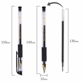 Ручка гелевая с грипом BRAUBERG "EXTRA GT GLD", ЧЕРНАЯ, стандартный узел 0,5 мм, линия 0,35 мм, 143919