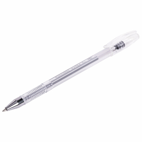 Ручка гелевая СЕРЕБРИСТАЯ BRAUBERG "EXTRA SILVER", корпус прозрачный, 0,5 мм, линия 0,35 мм, 143913