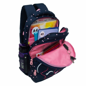 Рюкзак GRIZZLY школьный, анатомическая спинка, 2 отделения, для девочек, "WINK", 40х27х20 см, RG-460-6/4