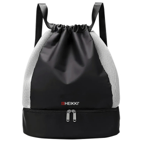 Рюкзак спортивный мешок HEIKKI ACTION (ХЕЙКИ) с отделением для обуви, вентилируемые стенки, 45х34 см, "Total black", 273455