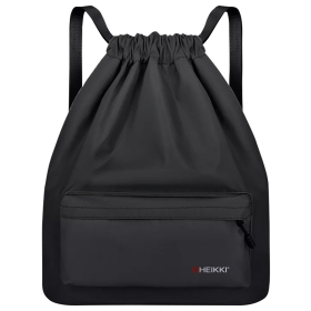 Рюкзак спортивный мешок HEIKKI CASUAL (ХЕЙКИ) с дополнительным карманом, 44х34 см, "Total black", 273457