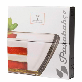 Салатник малый квадратный, 160 мм, КОМПЛЕКТ 4 штуки, стекло, PASABAHCE "ТОКИО", фирменная подарочная упаковка, 53066