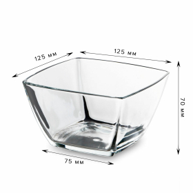 Салатник малый квадратный глубокий, 125 мм, КОМПЛЕКТ 6 штук, стекло, PASABAHCE "ТОКИО", фирменная подарочная упаковка, 53056