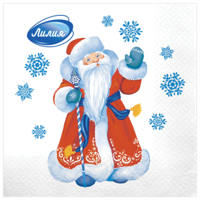 Салфетки бумажные 20 шт., 33х33 см, "Морозко", 2-слойные, ЛИЛИЯ, 1527