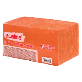 Салфетки бумажные 400 шт., 24х24 см, "Big Pack", оранжевые, 100% целлюлоза, LAIMA, 114729