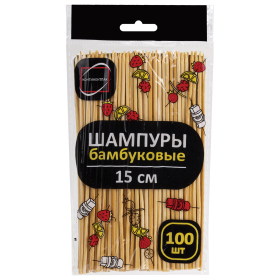 Шпажки-шампуры для шашлыка бамбуковые 15 см, 100 штук, КП, 137599