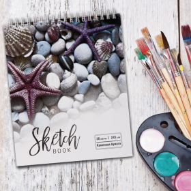 Скетчбук, каменная бумага 245 г/м2, 170х195 мм, 20 л., гребень, подложка, холодная фольга, "Звезда", 98603