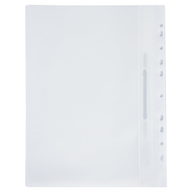 Скоросшиватель пластиковый с перфорацией BRAUBERG, А4, 140/180 мкм, белый, 226585