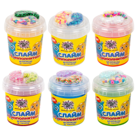 Слайм (лизун) с наполнителями МИКС, 140 г, ассорти 6 видов, JOLLY JOT (ДЖОЛИ ДЖОТ), 665950