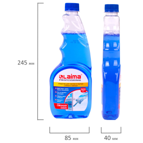 Средство для мытья стекол и зеркал 500 мл LAIMA PROFESSIONAL, свежий озон, сменный блок, 606739