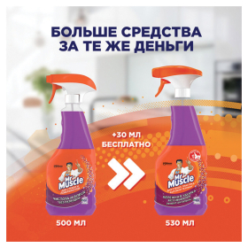 Средство для мытья стекол, пластика и бытовой техники 530 мл, МИСТЕР МУСКУЛ "Лаванда", распылитель, 25607, 865034
