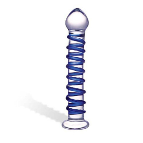 Стеклянный фаллоимитатор с голубой спиралью Blue Spiral - 18,5 см.
