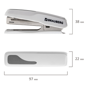 Степлер №10 BRAUBERG "Extra", до 20 листов, антистеплер, серый, 229083