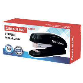 Степлер №24/6, 26/6 BRAUBERG "Extra", до 30 листов, черно-серый, 229086