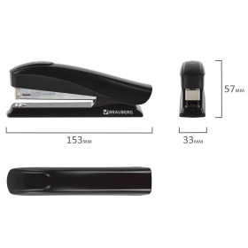 Степлер №24/6, 26/6 BRAUBERG "ST-100", до 20 листов, черный, 224345