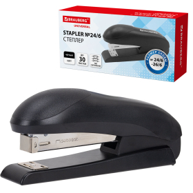 Степлер №24/6, №26/6 BRAUBERG "UNIVERSAL", до 30 листов, на 100 скоб, черный, 272716