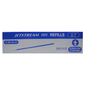 Стержень шариковый масляный UNI "JetStream", 143 мм, СИНИЙ, узел 0,7 мм, линия письма 0,35 мм, SXR-72-07 BLUE