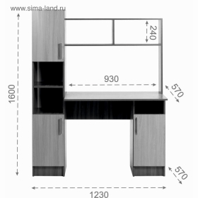 Стол компьютерный Клик Мебель, 1230×570×1600 мм, с надстройкой, белый