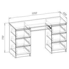Стол письменный Мадера, 1360х500х770, Белый