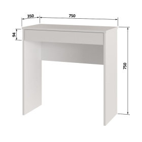 Стол письменный Найс с ящиком, 750х350х750, Белый