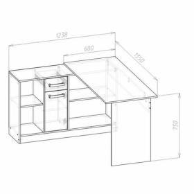 Стол письменный СПЛ-1, 1350х1238х750 Белый