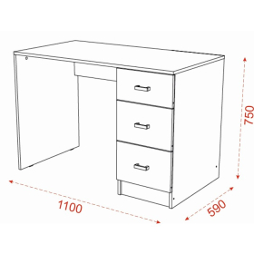 Стол письменный СТАНДАРТ, 1100х750х590 белый