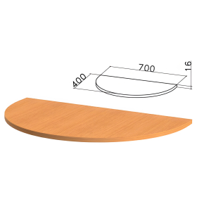 Стол приставной полукруг "Фея", 700х400х750 мм, БЕЗ ОПОРЫ, орех милан,ПФ10.5