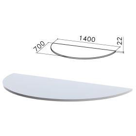 Стол приставной полукруг "Монолит", 1400х700х750 мм, БЕЗ ОПОР (640137), цвет серый, ПМ35.11