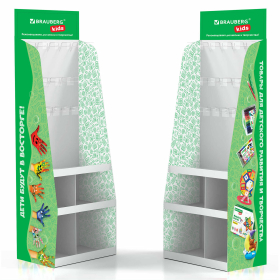 Стойка напольная BRAUBERG KIDS, 180х60х40 см, 3 полки, 16 крючков, 505973