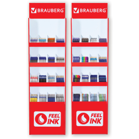 Стойка под письменные принадлежности усиленная BRAUBERG, 180х50х30 см, 4 полки, 16 ячеек, картон, 504342