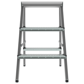 Стремянка стальная двухсторонняя 2х3 ступени, высота площадки 0,66м, алюминиевая площадка 35х16см, до 150кг, вес 4,2кг НОВАЯ ВЫСОТА, 1160203