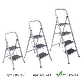 Стремянка стальная КЛАСС ПЛЮС, 4 ШИРОКИЕ СТУПЕНИ 20х30 см, верхняя площадка 91 см, до 120 кг, 123304