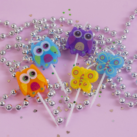 Свечи фигурные для торта на шпажках "Совы и бабочки", 5 шт., 2,5х3/2,5х2,5 см, ЗОЛОТАЯ СКАЗКА, 591465