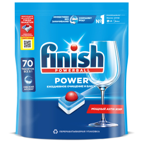 Таблетки для посудомоечных машин 70 шт. FINISH Power "All in 1", 3213237